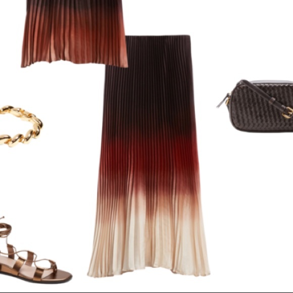 SOLD SOLD SOLD NWT Banana Republic Archive Ombre Silk Pleated Midi Skirt XSP - Picture 6 of 16